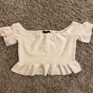 Forever 21 White Flowy Crop Top